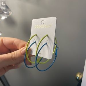 2 pairs of neon hoops